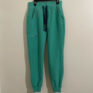 FIGS Zamora XS extra small regular inseam surgical green navy drawstring